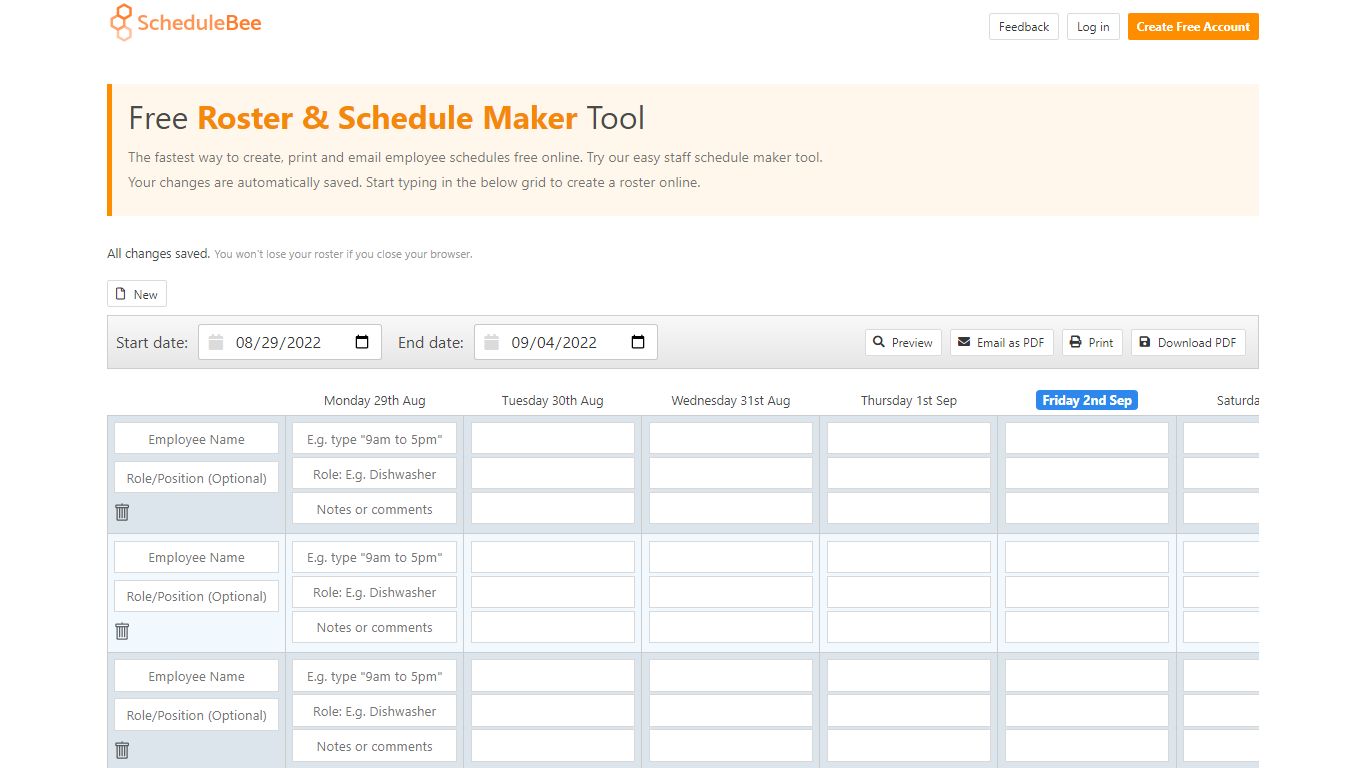 Free Staff Roster Maker Tool | Schedule Maker Online | Create an ...