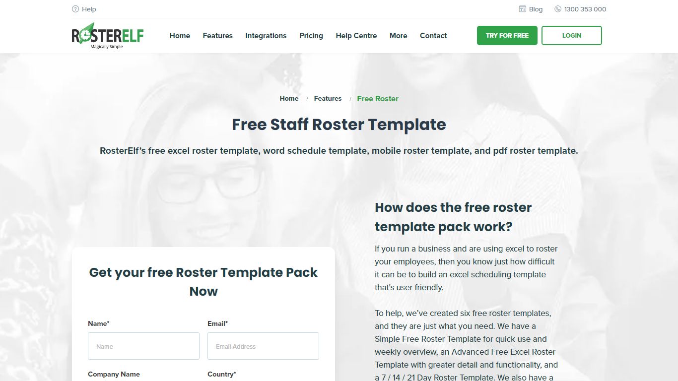 Free Staff Roster Templates | RosterElf