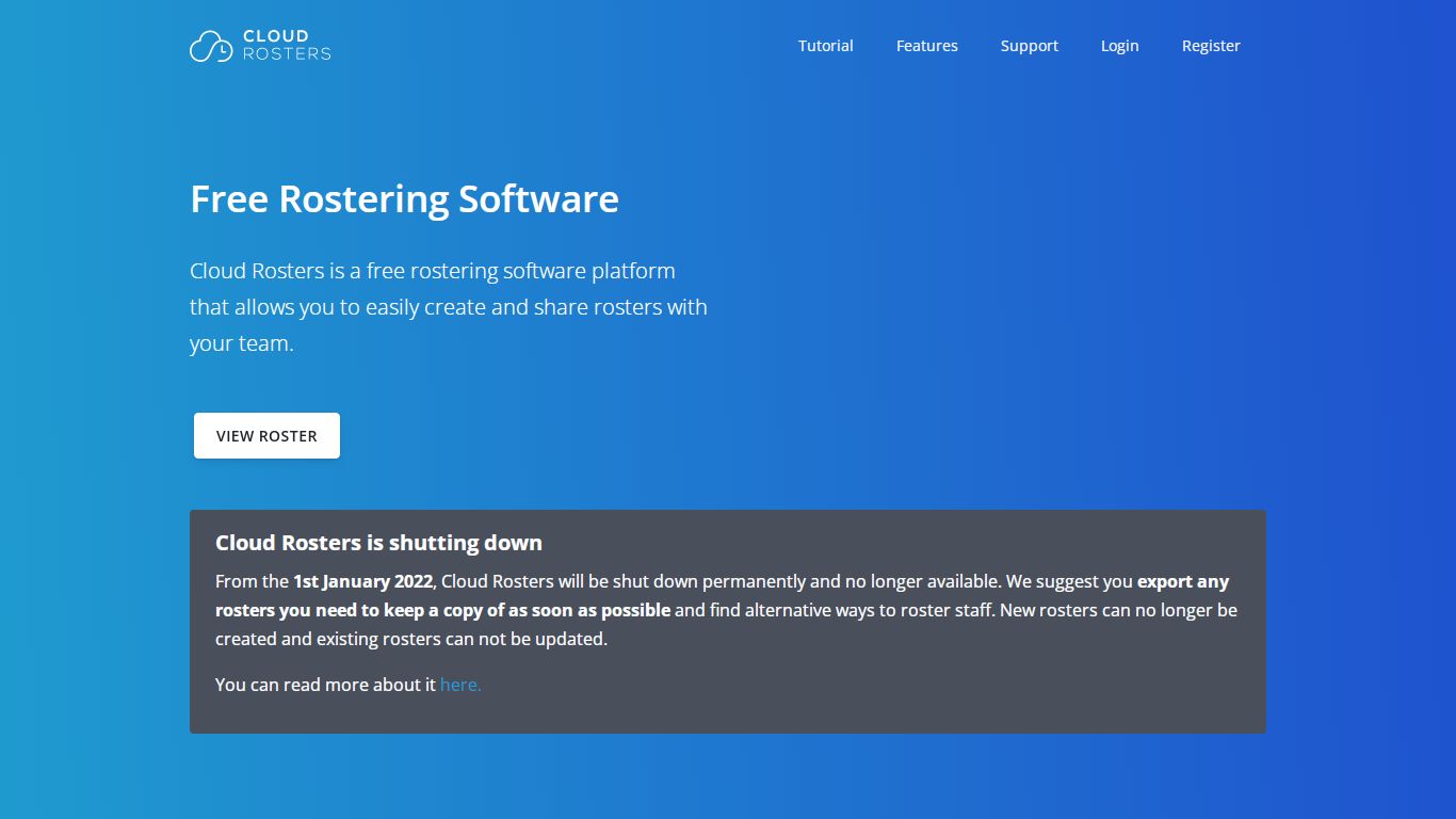 Cloud Rosters - Free Rostering Software